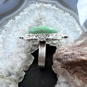 Handmade Vintage Boho Southwestern Wedding <b>Ring</b> Women <b>Adjustable</b> Oval Cut Natural Stone Green Turquoise Sterling <b>Silver</b> Fine - Product Image 4