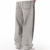 Bol Kesim Tek Renk Sokak Modası Çevre Dostu Hip Hop Nakışlı Kot Asit Yıkama Orta Kalınlık Orta Bel Denim Pamuklu