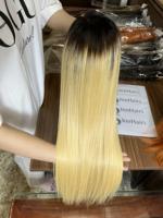 Perruque Lace Front Wig 2023 sans colle, 613 cheveux humains vierges, blond miel ombré, 5x5, 100
