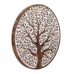 Décoration murale en bois Arbre de Vie, panneau mural suspendu (18 pouces x 18 pouces) (Matériau - Bois) Marron/Blanc - Product Image 3