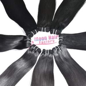 Cabello Indio Liso de 24 Pulgadas, 1 Paquete, Sedoso, Suave y Brillante con Doble Trama Resistente, Empaque Personalizado para Exportación - Product Image 1