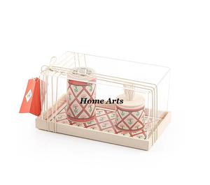 Beige And Sky Blue Color <b>Eid</b> <b>Gift</b> Set Mabkhar Highest Quality Leather Printed Mabkhar For Living Room Use - Product Image 4