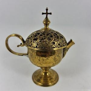 Encensoir en laiton à feu sanctifié avec chaîne Brûleur d'encens d'église vintage pour une ambiance cérémonielle et spirituelle - Product Image 4