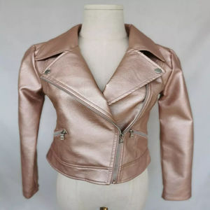 Veste en cuir d'agneau unisexe pour enfants, luxe, hiver 2026, col montant, haute qualité, noir, manches longues - Product Image 6