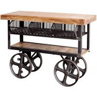 Antique Moderne Industriel En Bois Massif Fer Chariot Table Console Meubles pour Salon Salle À Manger Maison Armoires De Cuisine