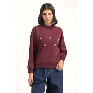 Sweat-shirt en tricot mélangé Cherry Winter à coupe classique WM-SWS-WS25-117 - Product Image 1