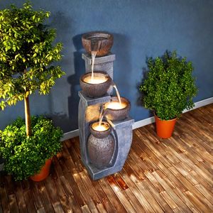 Vườn hiện đại LED-Thắp sáng tầng đài phun nước 37.4 trong h cao 4-crocks tính năng nước ngoài trời trong vật liệu nhựa - Product Image 3