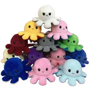 Peluche de pieuvre réversible, Animal en peluche, jouets doux personnalisés en coton PP multicolore pour enfants adultes, quantité minimale de commande spéciale