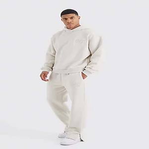 Survêtement officiel à capuche surdimensionné, gaufré, nouvelle mode, taille standard personnalisée, unisexe, pantalon empilé, survêtement délavé, 100% - Product Image 1