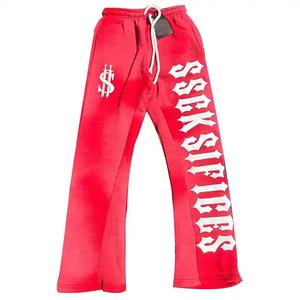 Pantalons de survêtement larges et droits à impression personnalisée pour femmes, en molleton de coton, pantalons de jogging vierges, pantalons de survêtement et pantalons - Product Image 5