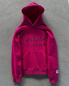 Sudadera con capucha con logotipo bordado personalizado de fabricante, ropa de calle Vintage, sudaderas con capucha cuadradas recortadas con lavado ácido desgastado con diamantes de imitación en blanco - Product Image 5