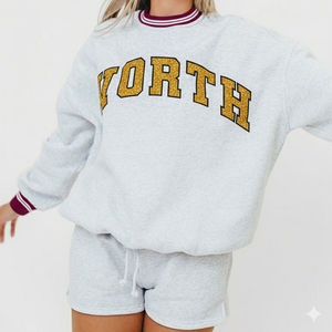 Sweat-shirt à col montant long et lourd entièrement personnalisé, surdimensionné, blanc, pour femmes, 100% coton, logo personnalisé - Product Image 4