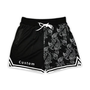Short de basket en maille poches été basique hommes Shorts coupe courte Polyester plaine coton Basketball Shorts - Product Image 3