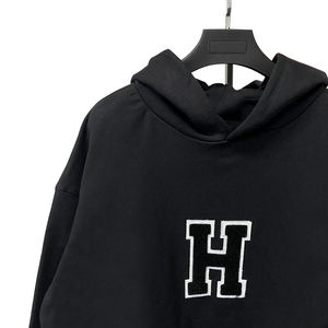 Sudadera con capucha bordada de chenilla mezclada de algodón de alta calidad para hombre, manga larga, hombro caído, invierno, grueso, diseño personalizado - Product Image 3