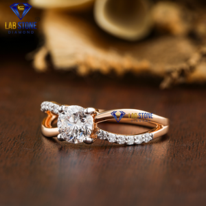 1.068 TDW แหวนเพชรกลม18K สีโรสโกลด์ HPHT Lab Stone CVD - Product Image 2