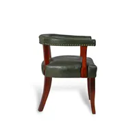 Fauteuil à bascule en cuir véritable français de luxe antique, avec structure en laiton, fait main, mobilier moderne pour intérieur, maison ou bureau, siège bas.