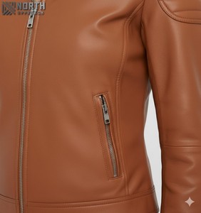 Chaquetas de Lona y Cuero Genuino para Mujer a Bajo Precio, Tejidas, Transpirables, de Moda Invernal, Alta Calidad, Servicio OEM Personalizado, Pedidos al por Mayor - Product Image 5