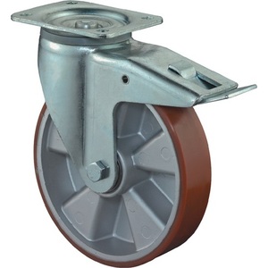 Heavy-Duty Swivel Caster Wheel 150mm 550kg Load Capacity with Brake Cast Polyurethane 135x110mm Plate - Product Image 1