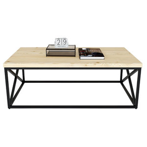 Industrial-Style <b>Pine</b> Wood Sofa <b>Table</b> with Durable Powder-Coated Iron Frame TT68152 Design - Product Image 1