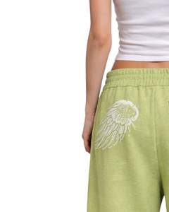 Pantalons de survêtement à jambes larges à imprimé floral de dragon vert personnalisés pour femmes, streetwear surdimensionné, coupe ample, pantalon de jogging en molleton, OEM personnalisé - Product Image 5