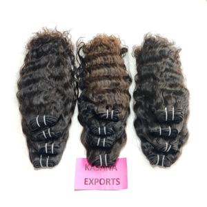 เครื่องต่อผมมนุษย์ทำจากลูกไม้ด้านหน้าสองชั้นเครื่องต่อแนวหนังกำพร้าลอนใหญ่แบบหลวมๆผลิตใน100% อินเดีย - Product Image 1