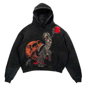 Heavy GSM 100% algodón Vintage desgastado Sudadera con capucha personalizada en blanco Streetwear otoño Slim Fit Sudadera con capucha hombres - Product Image 1