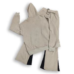 Calidad Premium 80% Algodón 20% poliéster Slim Fit Track Suits Distressed Long Line Hoodie Acid Wash Jogger Sets-Invierno - Product Image 3