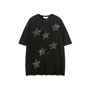 Camiseta bordada ajustada para hombre hecha en fábrica más vendida, tela tejida desgastada personalizada al por mayor para adultos - Product Image 5