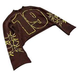 Custom Graphic <b>Vintage</b> Washed Raw Hem Long Sleeve Boxy 500gsm <b>Sweatshirt</b> Streetwear <b>Oversized</b> Cotton Blended <b>Sweatshirt</b> for Men - Product Image 4