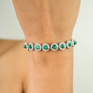 Qualité supérieure 100% naturel Malachite diamant américain rond fleur Bracelet meilleur meilleur vendeur 925 en argent Sterling bijoux fins - Product Image 6