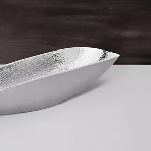 La mejor calidad, forma de barco martillado, plato pulido de Color plateado de Metal, decoración del hogar, restaurante, Hotel - Product Image 4