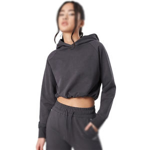 Offre Spéciale vêtements de fitness femmes haut pull à capuche haut court à capuche avec cordon de serrage sweats à capuche et sweat-shirts pour femmes - Product Image 6