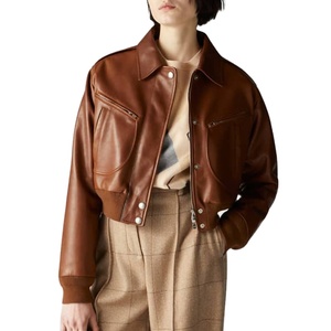 Veste en cuir d'agneau véritable pour femmes, de qualité supérieure, à la mode, durable, design personnalisé avec fermeture éclair, coupe courte pour l'hiver - Product Image 1