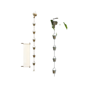 Canalón de cadena de lluvia de cobre con diseño de cubo único acabado de pátina envejecida, cadena de mármol recogida de agua de lluvia de jardín personalizada - Product Image 1