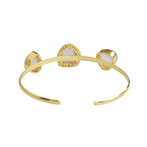 Bracelets en laiton ajustables, finition classique, bijoux de mode unisexe faits à la main, plaqués or 18 carats, quartz rose, bijoux Laxmi - Product Image 2