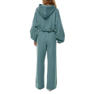 ชุดวอร์มผ้าฟลีซผ้าฝ้าย2ชิ้นกางเกงขาบานแบบเรียงซ้อนสำหรับผู้หญิงสินค้ามาใหม่2026 - Product Image 6