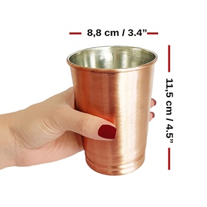 Vidrio de cobre martillado hecho a mano de Verona, Ayran, agua, café, <span class=keywords><strong>Tes</strong></span>, taza de bebida Color COBRE de 420ml, diseño tradicional - Product Image 5
