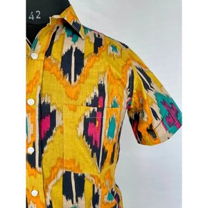 HOMME PUR Coton handblock พิมพ์ chemise vents de Plage dtracts เย็น D't confortable PIQUE-nique cadidal - Product Image 2