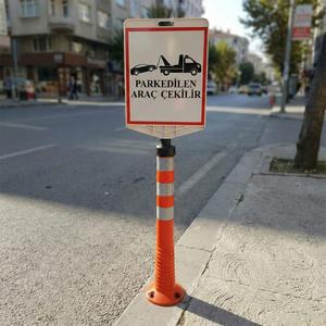Flexible Delineator Set with Vehicle Towable Steel <b>Safety</b> Warning Sign for <b>Roadway</b> Caution Traffic Sign - Product Image 2
