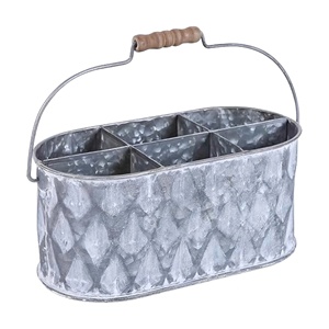 Hot Selling Classic Stylish Galvanized Diamond Pattern Utensil Holder Best Price Handmade Kitchen Ware Flatware Caddy Spoon - Product Image 1
