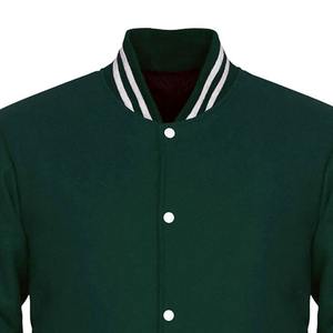 Veste universitaire pour homme en cuir sur mesure 100% laine, de haute qualité, verte, bomber universitaire avec col montant et logo brodé - Product Image 4