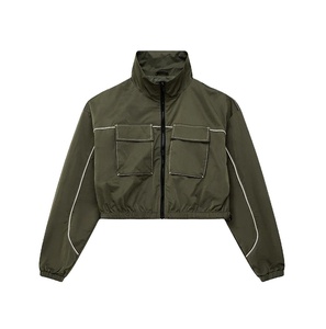 Ensemble de survêtement deux pièces coupe-vent avec doublure en maille, fermeture éclair, impression et broderie de logo, pour femmes - Product Image 3