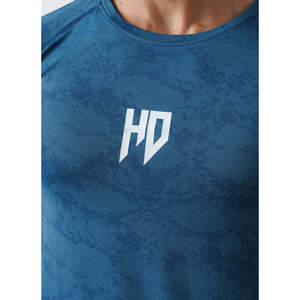 T-shirt en maille camouflage à manches courtes pour homme, coupe classique, séchage rapide, 100 % coton, Fitness - Bleu Atlantique - Product Image 5