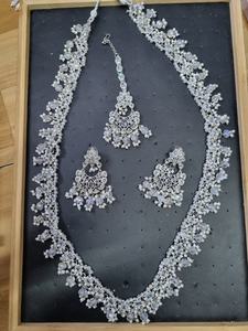 Ensemble de bijoux ethniques traditionnels de mariage en or plaqué antique avec zircon long de luxe fabriqué en Inde pour femmes et filles, collier - Product Image 6