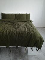 Parure de lit 3 pièces en coton lavé vert mousse de haute qualité avec boutons, 300 fils, style américain, toutes saisons, personnalisable, taille Twin