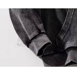 Sudadera con Capucha Oversize para Hombre, Lavado Ácido, Invierno, Color Sólido, Algodón Poliéster Impermeable, Diseño 3D con Logotipo Personalizado, Gris Humo - Product Image 5