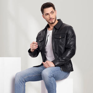 แจ็กเก็ตหนังแท้สำหรับผู้ชาย, แจ็กเก็ตหนังแท้แฟชั่นฤดูหนาวสำหรับผู้ชายดีไซน์ใหม่ - Product Image 2