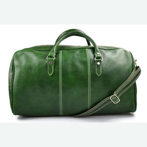 Bolso de lona de viaje Weekender de cuero italiano marrón de lujo con estilo de diseñador con gran capacidad de almacenamiento para hombres y mujeres - Product Image 1