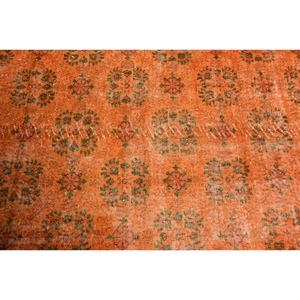 พรมขนสัตว์สีเขียวส้มวินเทจแบบตุรกีขนาด3.6x6.6ฟุตสไตล์คลาสสิกงานเย็บปะทรงสี่เหลี่ยมผืนผ้าสำหรับห้องนอนทำจากน้ำยาง - Product Image 5