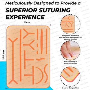 Almohadillas de práctica de sutura Almohadilla de sutura de piel de silicona duradera de 3 capas para ser utilizada por estudiantes para la capacitación de la Universidad Médica por Vaslcare - Product Image 6